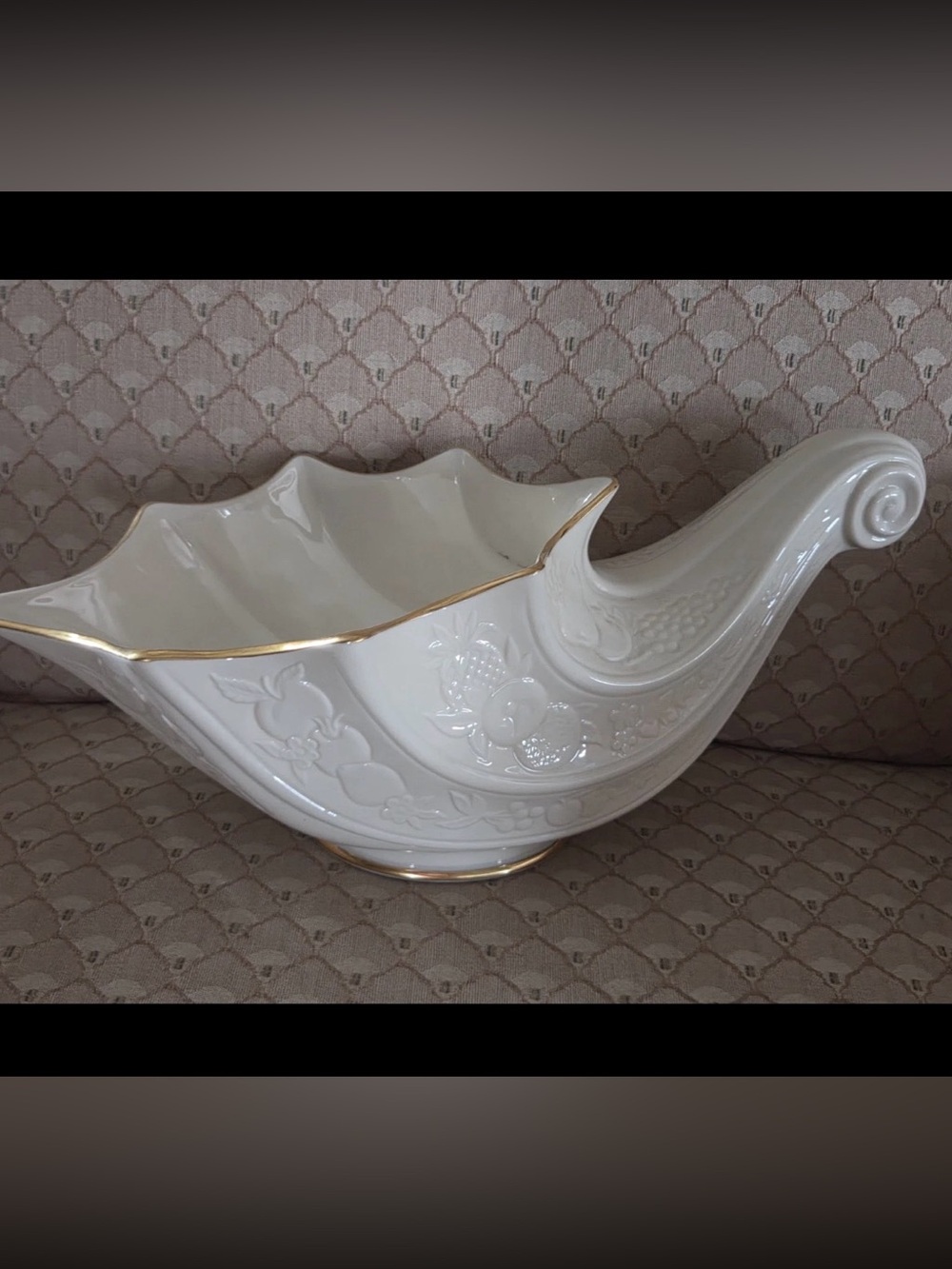 🍎🍒Lenox Fruits of Life Cornucopia Centerpiece 24K Gold Trim NEW In Box w/ Paper🍓